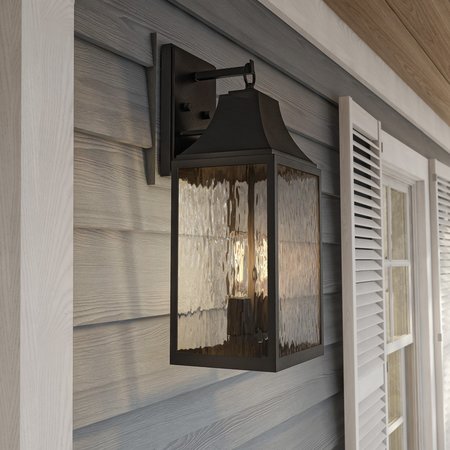 Designers Fountain Blueberry Trail 195 in 2Light Black Outdoor Wall Lantern with Water Glass Shade D265M-8EW-BK